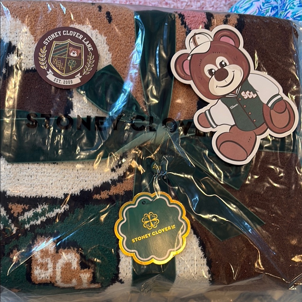 Stoney Clover Lane Brown and Green Blanket